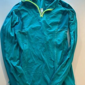 Lululemon Athletica Turquoise and Lime Zip-Up Top